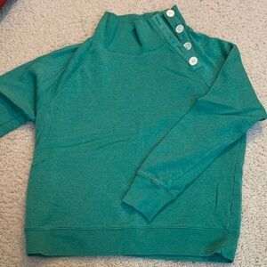 J. Crew Factory Green Sweatshirt with Button Detail